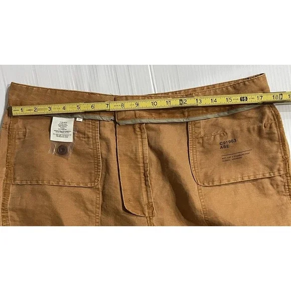 NWT Free People CLOSED Linen Cotton ''Abe'' Preppy Pants Earth Orange Size 34